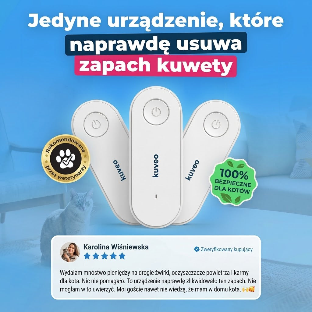 Kuveo Pro — Jonizator eliminujący zapach z kuwety