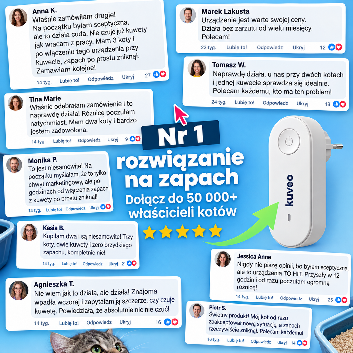 Kuveo Pro — Jonizator eliminujący zapach z kuwety